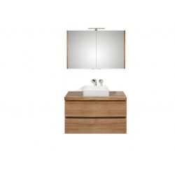 Pelipal meuble de salle de bain avec armoire miroir et vasque à poser BaliHPL100 - chêne clair