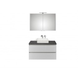 Pelipal meuble de salle de bain avec armoire miroir et vasque à poser BaliHPL100 - blanc/gris foncé