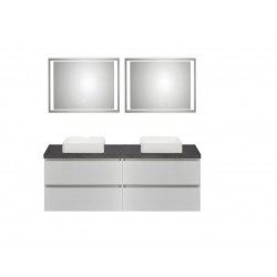 Pelipal meuble de salle de bain avec miroir de luxe et vasque à poser BaliHPL159 - blanc/gris foncé