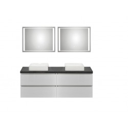 Pelipal meuble de salle de bain avec miroir de luxe et vasque à poser BaliHPL159 - blanc/ardoise noire