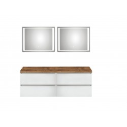 Pelipal meuble de salle de bain avec miroir de luxe sans vasque BaliHPL159 - blanc/chêne foncé