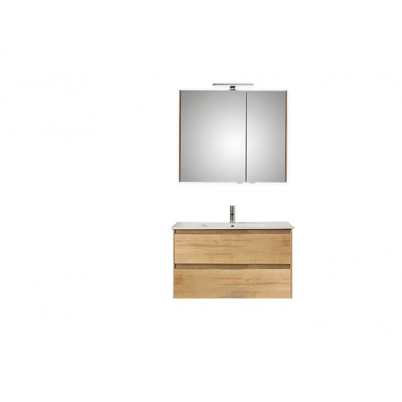 Pelipal meuble de salle de bain avec armoire miroir Calypsos90 - chêne clair