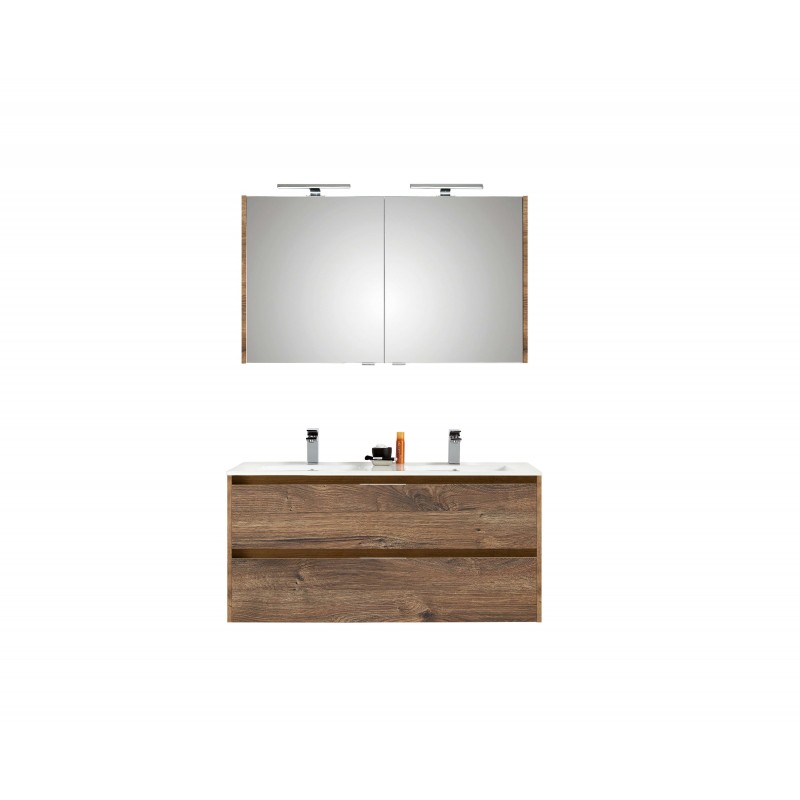 Pelipal meuble de salle de bain avec armoire miroir Calypsos120 - chêne foncé