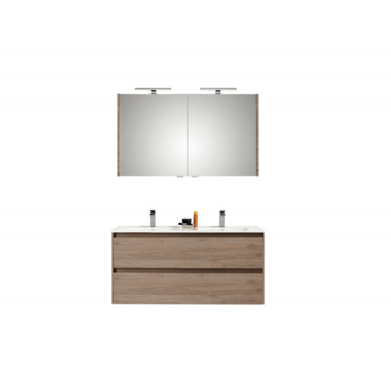 Pelipal meuble de salle de bain avec armoire miroir Calypsos120 - chêne terra