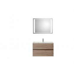 Pelipal meuble de salle de bain avec miroir de luxe Cento90 - chêne terra