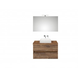 Pelipal meuble de salle de bain avec miroir et vasque à poser Cento90 - chêne foncé