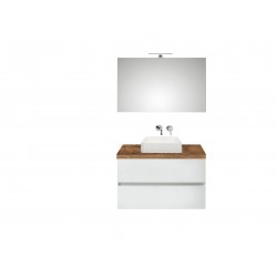 Pelipal badkamermeubel met spiegel en opbouwwastafel Cento90 - wit/ribbeck eiken