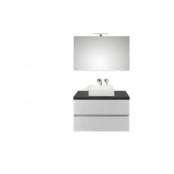 Pelipal badkamermeubel met spiegel en opbouwwastafel Cento90 - wit/zwart schiefer