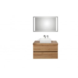 Pelipal meuble de salle de bain avec miroir de luxe et vasque à poser Cento90 - chêne clair