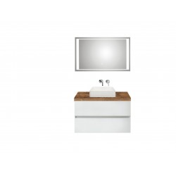 Pelipal meuble de salle de bain avec miroir de luxe et vasque à poser Cento90 - blanc/chêne foncé