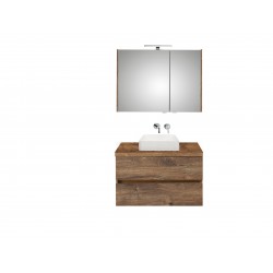 Pelipal meuble de salle de bain avec armoire miroir et vasque à poser Cento90 - chêne foncé
