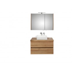 Pelipal badkamermeubel met spiegelkast en opbouwwastafel Cento90 - licht eiken