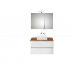 Pelipal badkamermeubel met spiegelkast en opbouwwastafel Cento90 - wit/ribbeck eiken