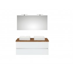 Pelipal meuble de salle de bain avec miroir et vasque à poser Cento120 - blanc/chêne foncé