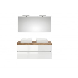 Pelipal badkamermeubel met spiegel en opbouwwastafel Cento120 - wit/licht eiken