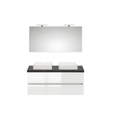 Pelipal badkamermeubel met spiegel en opbouwwastafel Cento120 - wit/zwart schiefer