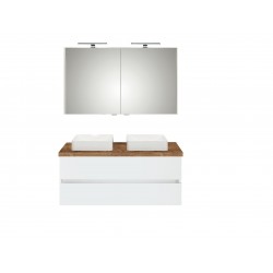 Pelipal meuble de salle de bain avec armoire miroir et vasque à poser Cento120 - blanc/chêne foncé