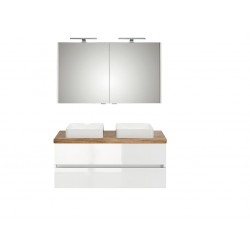 Pelipal meuble de salle de bain avec armoire miroir et vasque à poser Cento120 - blanc/chêne clair