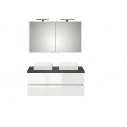 Pelipal meuble de salle de bain avec armoire miroir et vasque à poser Cento120 - blanc/gris foncé