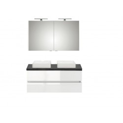 Pelipal meuble de salle de bain avec armoire miroir et vasque à poser Cento120 - blanc/ardoise noire