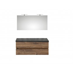 Pelipal meuble de salle de bain avec miroir et sans vasque Cento120 - chêne foncé/ardoise noire
