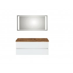 Pelipal meuble de salle de bain avec miroir de luxe et sans vasque Cento120 - blanc/chêne foncé