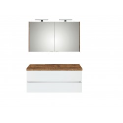 Pelipal meuble de salle de bain avec armoire miroir et sans vasque Cento120 - blanc/chêne foncé