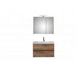 Pelipal meuble de salle de bain avec armoire miroir Cubic90 - chêne foncé