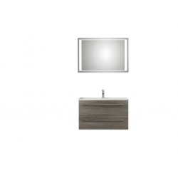 Pelipal meuble de salle de bain avec miroir de luxe Valencia75 (avec poignées) - graphite