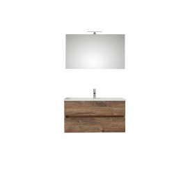 Pelipal meuble de salle de bain avec miroir Valencia100 - chêne foncé