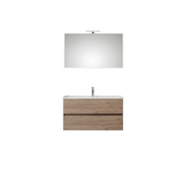 Pelipal meuble de salle de bain avec miroir Valencia100 - chêne terra