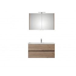 Pelipal meuble de salle de bain avec armoire miroir Valencia100 - chêne terra
