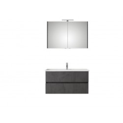 Pelipal meuble de salle de bain avec armoire miroir Valencia100 - gris foncé