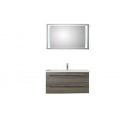 Pelipal meuble de salle de bain avec miroir de luxe Valencia100 (avec poignées) - graphite
