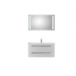 Pelipal meuble de salle de bain avec miroir de luxe Valencia100 (avec poignées) - blanc