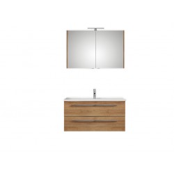 Pelipal meuble de salle de bain avec armoire miroir Valencia100 (avec poignées) - chêne clair