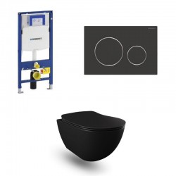 Geberit Duofix Pack WC avec cuvette suspendu rimless design avec fonction bidet noir mat et touche noir mat