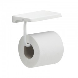 Gedy  porte rouleau papier toilette avec couvercle et support de rangement blanc