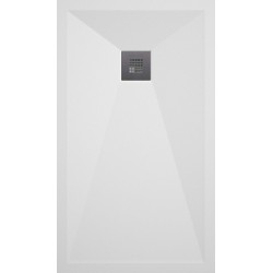 Banio receveur de douche minéral gelcoat Plus - 90x130cm Blanc lisse - grille acier