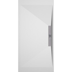 Banio receveur de douche minéral gelcoat Side - 80x120cm blanc lisse - grille acier