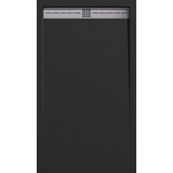 Banio receveur de douche minéral gelcoat Cach - 90x120cm noir ardoise- grille acier