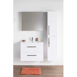 Banio meuble de salle de bain avec lavabo brillant Bisa - blanc mat 60x46x65cm