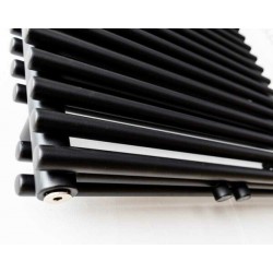 Banio radiateur sèche-serviettes double raccordement central Toby - 180x60cm 1810w noir mat
