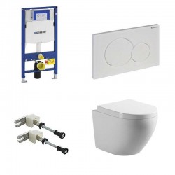 Geberit pack toilette suspendue rimless touche blanc + abattant soft-close et set de fixation - Blanc | Banio