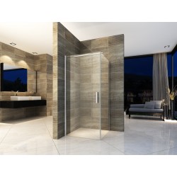 Banio paroi de douche et porte de douche pivotante avec verre securit 6mm 90x90x190cm - chrome