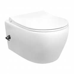 Cuvette wc suspendu rimless avec fonction bidet robinet avec eau froid blanc avec abattant soft-close