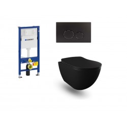 Geberit Pack Banio Design Hangtoilet zwart mat en zwarte toets | Banio