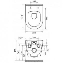 Geberit Duofix pack WC suspendu Banio design avec abattant soft-close et plaque de commande blanche carrée