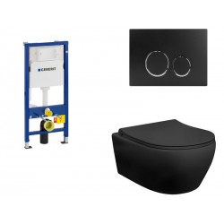 Pack wc noir mat suspendu geberit sans brid et attache invisible et plaque noir mat
