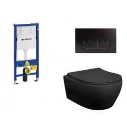 Pack wc noir mat suspendu geberit sans brid et attache invisible et plaque noir mat